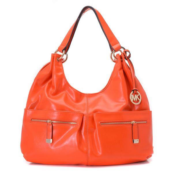 michael kors stor layton shoulder tote persimmon skinn På Salg Roman 2a8yf